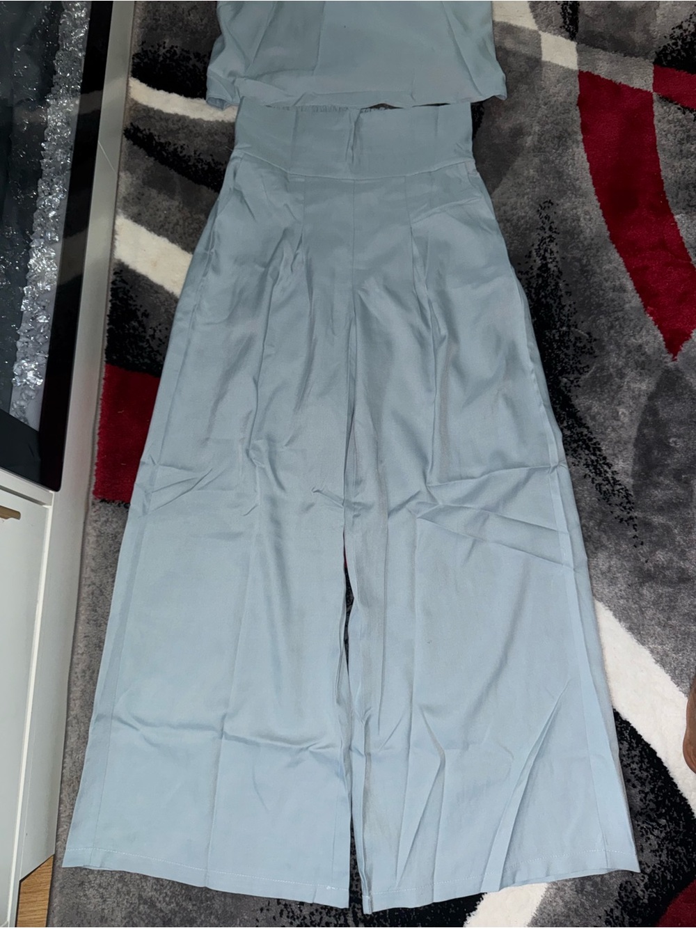 High-Waist Wide-Leg Jumpsuit in Soft Blue - Picture 6 of 7
